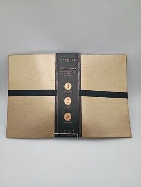 Envogue Home Set Of 4 Metallic Textured Faux Leather Placemats Gold